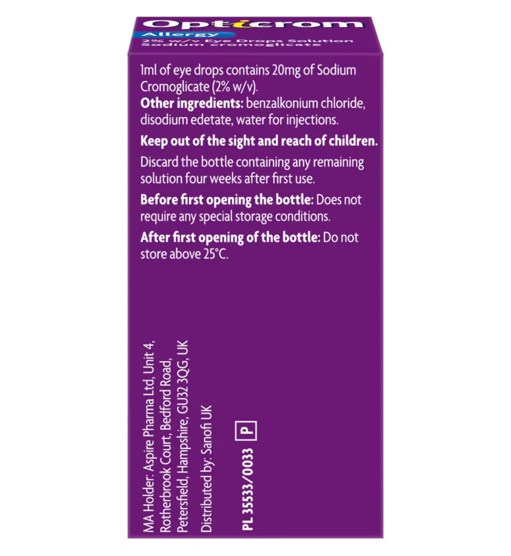 Opticrom Allergy Eye Drops - 10ml - Blue Light Mentality