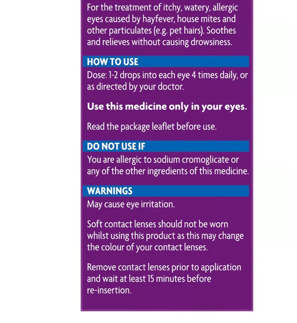 Opticrom Allergy Eye Drops - 10ml - Blue Light Mentality